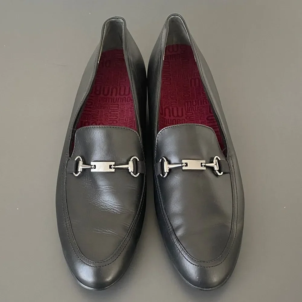 Munro Women’s Harrison II Loafer Sz 11 Black Leather Removal insoles Comfy